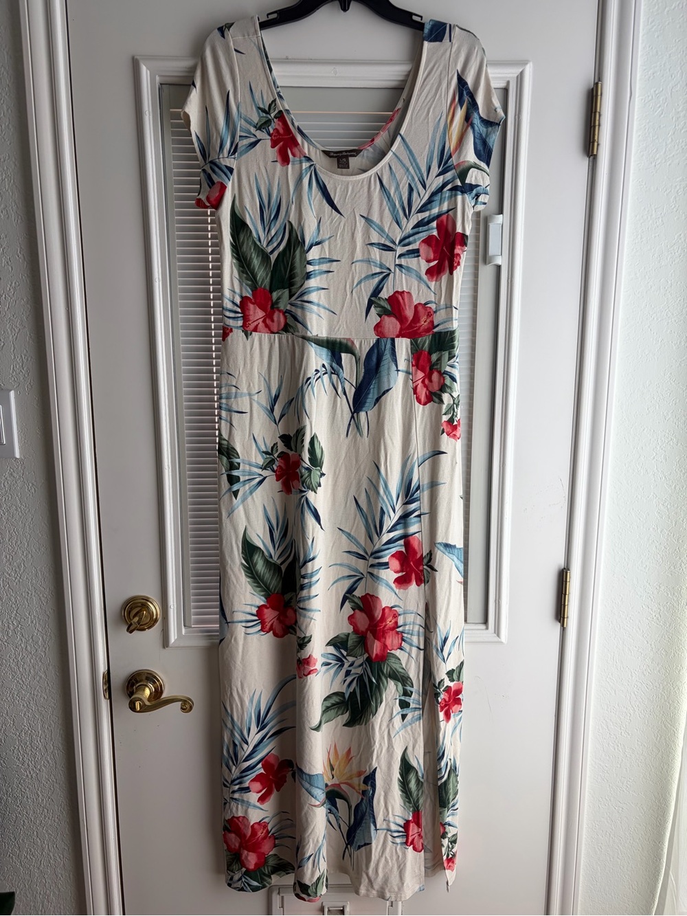 Tommy Bahama Cream Maxi Dress with Red Floral Print